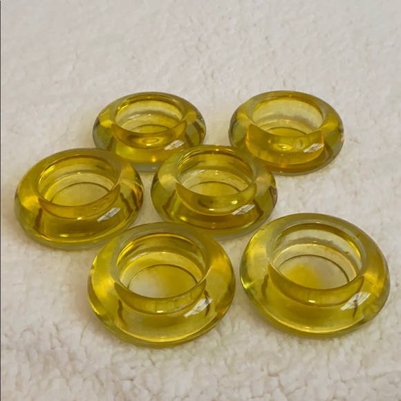 Set/6 Vintage Yellow Tea Light Glass Candle Holder